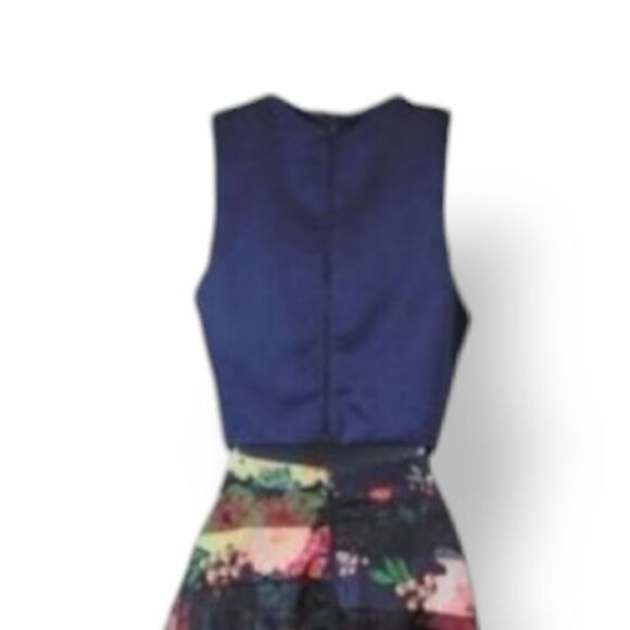 NEW Sequin Hearts 2PC Formal Shadow Stripe Floral Skirt Set in Navy Blue Sz 3/27 - Picture 6 of 16